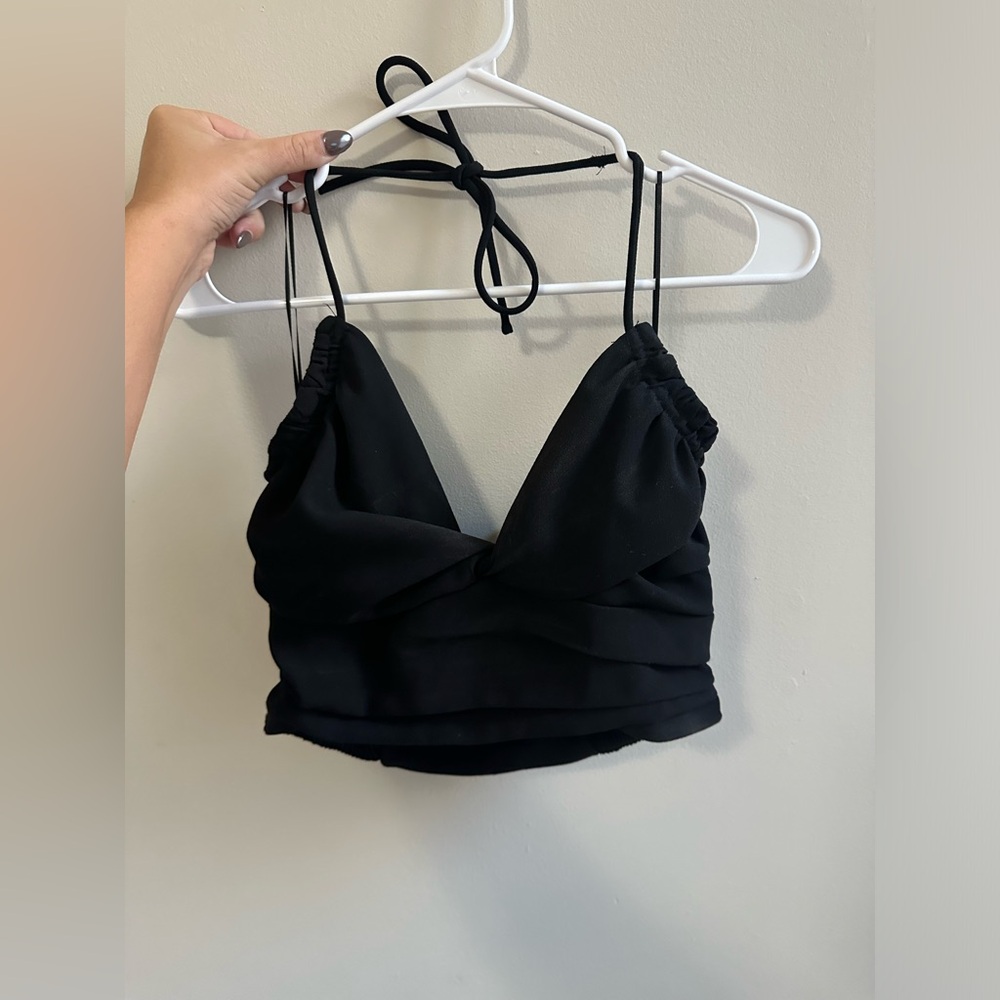 Zara Black Draped Tank Top Size Medium